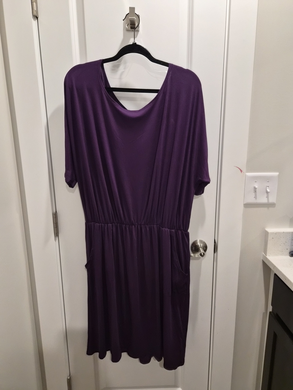 Celeste Draped Waist Midi Dress in Deep Purple